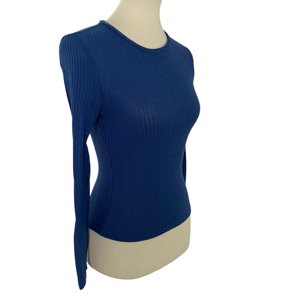 SHEIN Blue Ribbed Long Sleeve Top Size XS - Picture 6 of 9